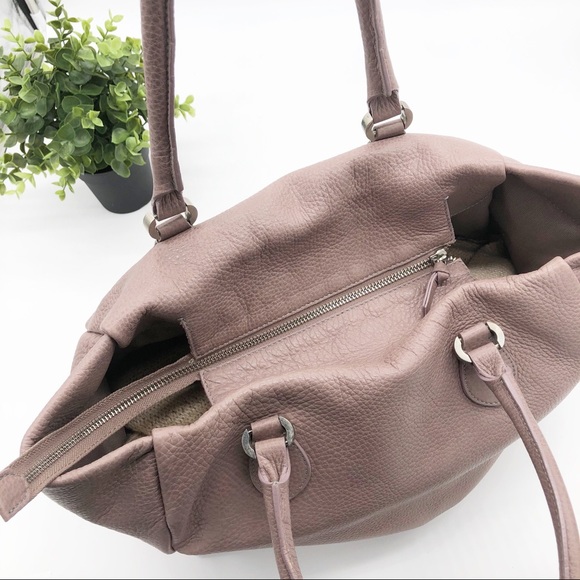 Mauve PINK Pebbled Leather Double Pocket Tote - Picture 7 of 15